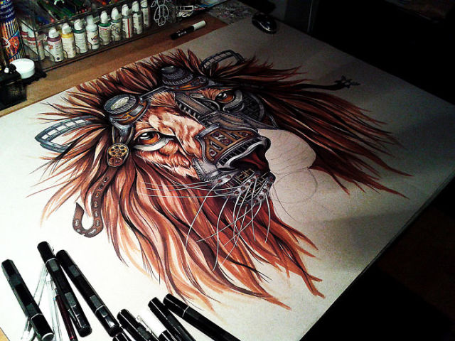 dessin lion5